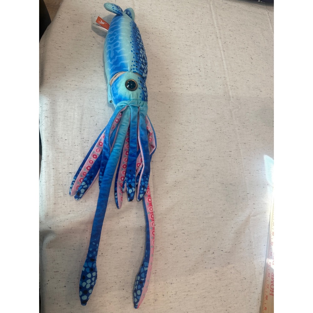 Wild Republic Blue Pink Plush Squid Octopus Stuffed Animal Toy Large Tentacles